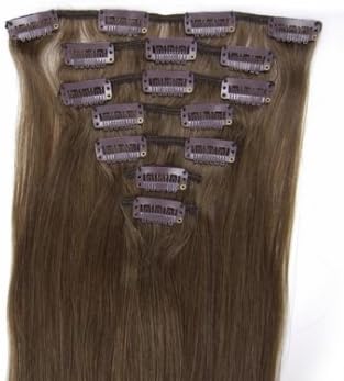 FY Color #8 Medium Ash Brown 7pcs 15" 18" 20" 22" Remy Clips In Human Hair Extensions 70gram With Clips For Highlight Or Full Head (22inch  70g)