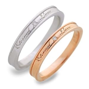 【クリックで詳細表示】[ラバーズアンドリング]LOVERS＆RING ゴールドペアリング Men’s：23.0号 Lady’s：17.0号 LSR-0670WG-LSR-0670DPK： ジュエリー通販