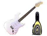 New York Pro Electric Guitar, White with Bonus Gig Bag, Yellow