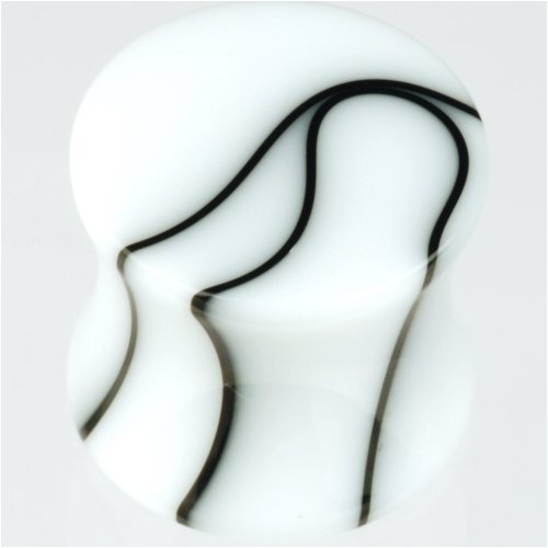 Single Plug  Acrylic Double Flared Marble Plug 4g 5 16 White