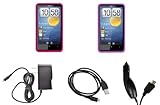 HTC HD7 Combo Pack - 2 Premium Silicone Cover Cases (Hot Pink, Purple) + Wa ....