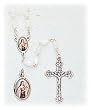 Mother of Pearl Rosary - Saint Theresa - 7mm Faux Mother of Pearl Beads - 18in. Chain - Center Piece with Matching Pendant - Gift Box Included - IMPORTED FROM ITALY