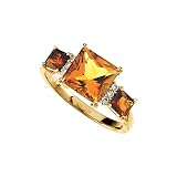 41kk1fhg AL. SL160  14K Yellow Gold 0.06 ct. Diamond and 2 3/4 ct. Square Shaped Multicolor Citrine Ring