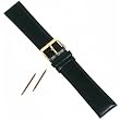 20mm Long Watch Band Black Classic Oilskin Leather