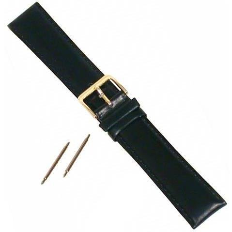 20mm Long Watch Band Black Classic Oilskin Leather