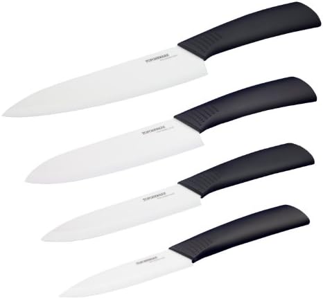 Toponeware CKBKW4567 4-Piece Ceramic Knife Set, Black/White