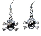 Beau Nouveau PPEARCDCS Crystal Skull Earrings - Clear Diamond - Crystal Skull