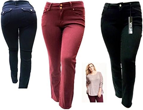 Blue/Black Denim Jeans HIGH Waist Womens Plus Size Pants Skinny Leg PL-882