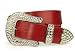 Ladies Snap On Western Rhinestone Plain Leather Belt Color: Red Size: L/XL - 39