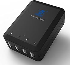 iXCC &reg; Quad USB 4 Amp (20 Watt) SMART High Capacity [High Power] AC Travel Wall Charger - ChargeWise (tm) Technology High Speed Charging for Apple iPhone 6/ 6 plus/ 5s/ 5c/ 5; iPad Air 2/ iPad Air; iPad mini 3/ iPad mini 2/ iPad mini; Samsung Galaxy S6 / S6 Edge / S5 / S4; Note Edge / Note 4 /Note 3 /Note 2; the new HTC One M8/ M9; Google Nexus and More [Black]