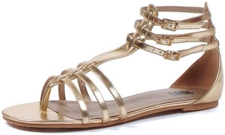 Gold Roman Sandal Womens Shoes Gladiator Flat Shoe Theatre Costumes Accessory