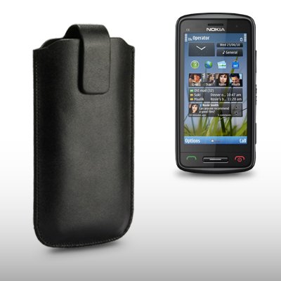 NOKIA C6-01 BLACK PU LEATHER POCKET POUCH COVER CASE BY CELLAPOD CASES 