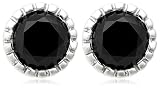 10k Choice of White or Yellow Gold Milgrain Black Diamond Stud Earrings (1 cttw)