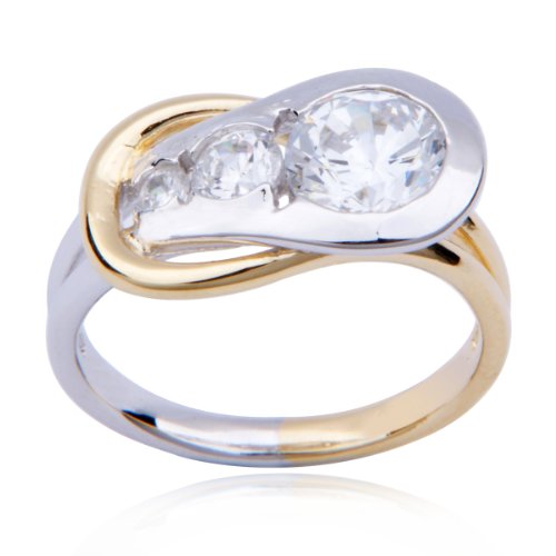 18k Yellow Gold Plated Sterling Silver Cubic Zirconia Knot Ring, Size 5