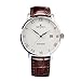 HGB1201L7A Men Watch white dial&brown band&silver frame