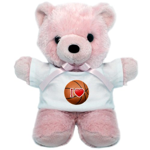 Teddy Bear Pink I Love Basketball