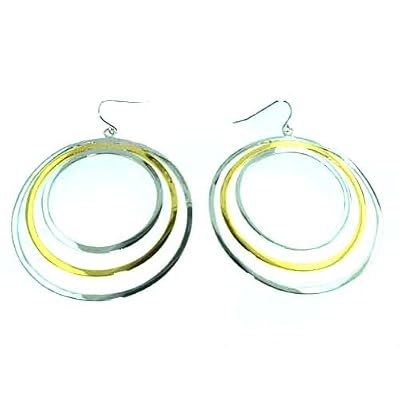 Unusual Large Round 56mm / 2.2" inch Creole Earrings