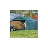 ShelterLogic 12 x 20 x 8-Feet Peak Style Hay Storage Shelter, Green Cover