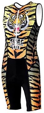 Triathlon Tiger Stripes Yellow Sleeveless Wear and Shorts Conjoined Cycling Clothing