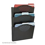 Safco Steel Wall Pockets, Triple Tray, Letter Size, 12 Inches Width x 17.25 Inches Height, Black (3172BL)