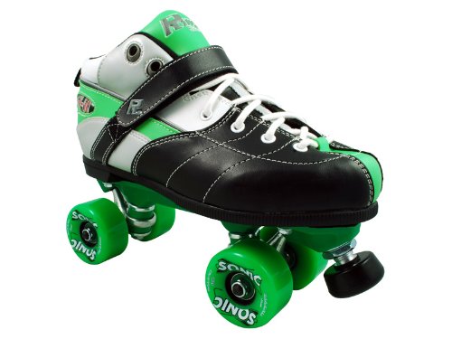 Sure Grip Rock Expression GT-50 Green and Black Boots with Green Sonic Outdoor Wheels Mens Boys Ladies Womens Girls Kids Childrens Youth Quad Speed Skates