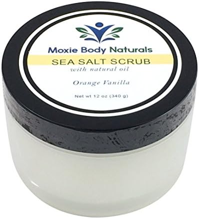 Natural Sea Salt Exfoliating Body Scrub with Natural Oil, ORANGE VANILLA. All Skin Types. No Parabens, Phthalates, Dyes, Gluten, or Artificial Preservatives. Made in USA. 12 Ounces.