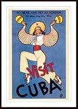 Visit Cuba by Vintage 38.00X56.00 Framed with Black Wood Frame