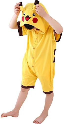 Summer Unisex Children Animal Cosplay Kigurumi Costume Anime Kids Onesie Romper (4, pikachu)