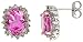 10k White Gold 7/16 (11mm) tall Post Earrings, w/ 3.50 Total Carat Weight of Round Brilliant Diamonds & Oval Cut Pink Topaz Stones