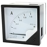 uxcell アナログメータ電流計　長方形パネル電圧計　測定直流1A　クラス1.5　クリア　ブラック