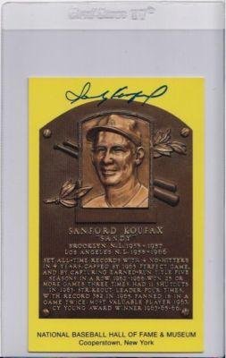 Sandy Koufax Signed Yellow HOF Plaque PSA/DNA Auto - Framed MLB Photos, Plaques, and Collages