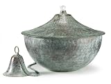 Good Directions 207CHV1 Large Verde Copper Oil Table Lamp with Snuffer Cap, Hammered Blue Finish
