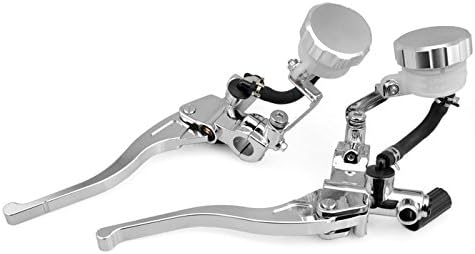 7/8"(22mm) Motorcycle Parts Accessories Clutches & Brake Master Cylinder Oil Fluid Reservoir + Brake & Clutch Levers (Left and Right) Silver Fit For TRIUMPH Sprint ST 2004