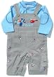 "Good Lad Infant Boy ""Pilot"" Gray Corduroy Overall Set"