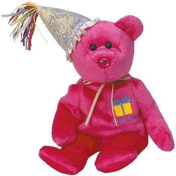 TY Beanie Baby - JANUARY the Teddy Birthday Bear (w/ hat)