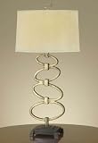 Murray Feiss One-Light Geo Collection Table Lamp, Burnished Silver with Oval Putty Color Linen Shade # 9323BUS