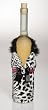White/Black Animal Print Dress Wine Bag w/Maribou White/Black Animal Print Dress Wine Bag w/Maribou