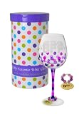 MoMo Panache My Favorite BFF Wine Glass, with Charm, Gift Boxed