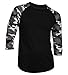 Dream USA Men's Casual 3/4 Sleeve Baseball Tshirt Raglan Jersey Shirt Black/Lt Camo Large