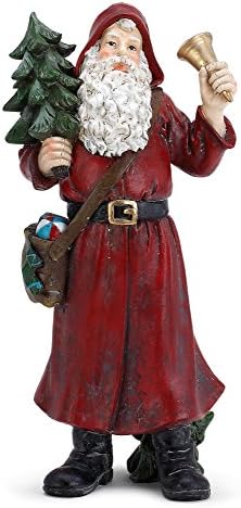 Bell Ringing Santa Claus 11.5 Resin Stone Christmas Table Top Figurine Decoration