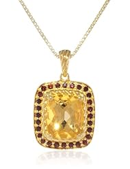 Sterling Silver with Pink Gold Plated Gemstone Pendant Necklace, 18"