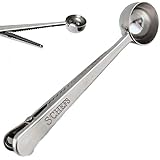 Schefs Premium Stainless Steel Coffee Scoop and Tea Scoop with Integrated Bag Clip