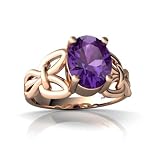 14k Rose Gold Oval Genuine Amethyst Celtic Knot Ring