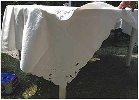 Churchi Oak White Poly / Cotton Embroidered Table Cloth With Six Napkins