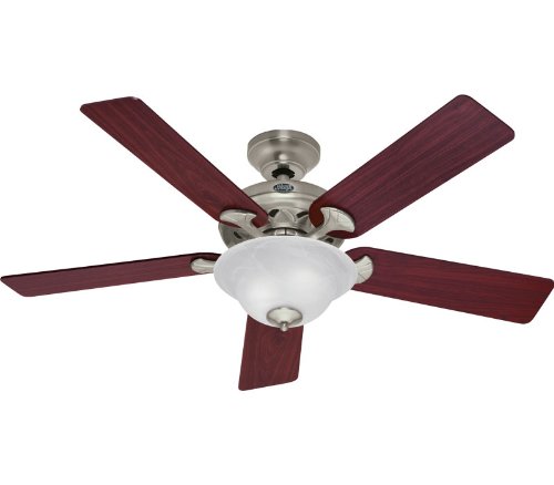 Hunter 22451 Brookline 52-Inch Ceiling Fan with 5 Maple/Cherry Blades, Brushed-Nickel