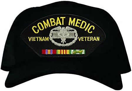 Combat Medic Vietnam Ball Cap * W/RIBBON EMBROIDERED EMBLEM BLACK Ball Cap/ Hat