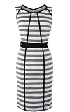 NoeMie Women Classic Black And White Stripes Dress