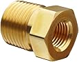 Parker 4-2 RB-B Brass Pipe Fitting, Reducing Hex Head Bushing, 1/4" NPT Male x 1/8" NPT Female