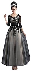 Beaded Applique 3/4 Sleeves Summer Chiffon Evening Dress 