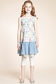 2 Piece Cotton Rich Patchwork Dress Leggings Outfit